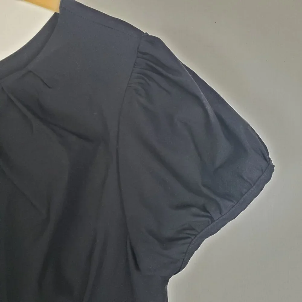 Stop Staring Ashley Dress Black Retro Short Sleeve Midi Wiggle Pencil Size 14